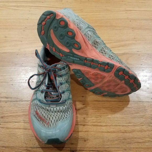 Merrell J598172 Women's Trail Running Sneakes Blue Surf/Tiger Lilly Size 9 - Picture 4 of 8